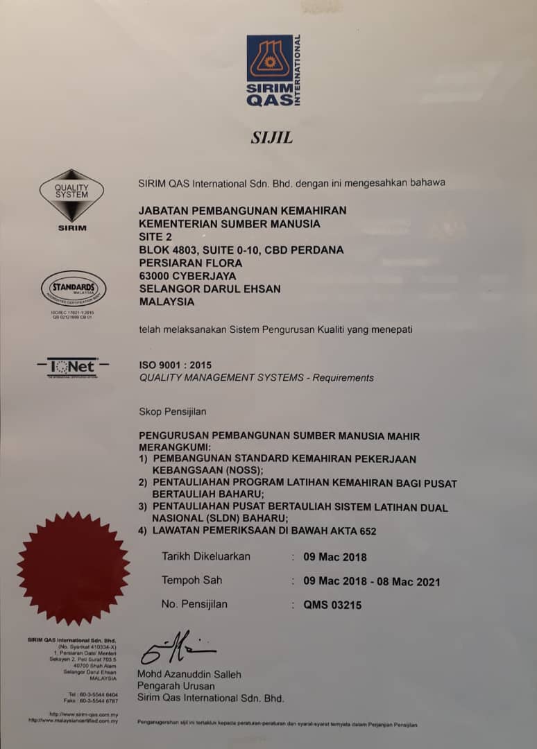 Persijilan MS ISO 9001:2015 